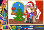 play Santa Visits Online Coloring Page