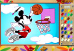 play Mickey Basketball Online Coloring Page