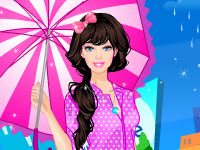 play Barbie In The Rain Dress Up