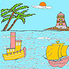 play Sea And Lighthouse Coloring
