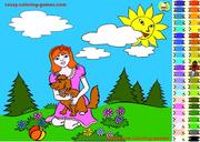 play Girl And Dog Coloring