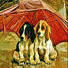 play Red Umbrella And Dogs Slide Puzzle
