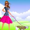 play Model Walking With Dog