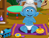 play Smurfs Baby Bathing