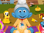 play Smurf Baby Bathing