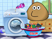 play Pou Washing Clothes
