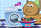 play Pou Washing Clothes