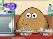 play Pou Washing Dishes