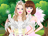 play Barbie White Swan Bride Dressup