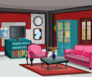 Glitter Red Living Room Escape game