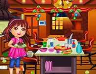 play Dora Christmas Kitchen Cleaning