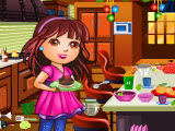 play Dora Christmas Kitchen Cleaning