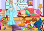 play Pregnant Elsa Room Cleaning