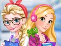 play Elsa And Rapunzel College Girls