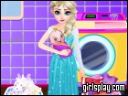 play Elsa Washing Clothes Newborn