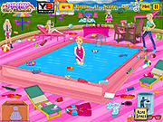 play Barbie Pool Party Cleaning