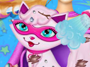 play Super Barbie Cat Care