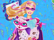 play Super Barbie Cat Care