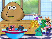 play Pou Washing Clothes