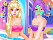 play Twin Barbie At Spa Salon