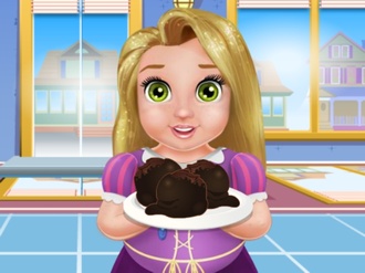 play Baby Rapunzel Cooking Cake Balls