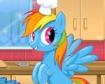 play Rainbow Dash Cooking M&M Cake
