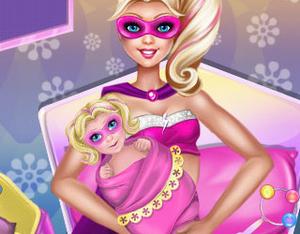 play Super Barbie Baby Birth