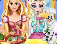 play Elsa And Rapunzel Cooking Disaster