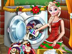 play Elsa Washing Christmas Toys