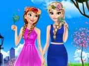 play Elsa And Anna Spring Dress Up