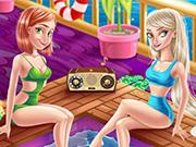 play Elsa And Anna Yacht Pool Party