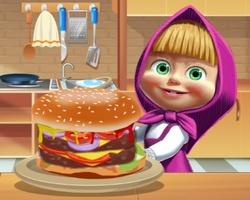 play Masha Cooking Big Burger