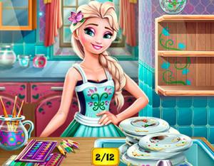 play Elsa Dish Washing Realife