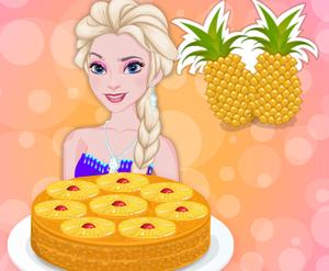 Elsa Cooking Upside Down Pineapple Cake
