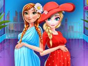 Elsa And Anna Pregnant Mall Shopping