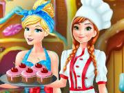 play Anna And Cinderella Cupcakes Factory