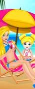 play Barbie Mommy And Baby At The Beach