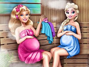 Barbie And Elsa Pregnant Sauna