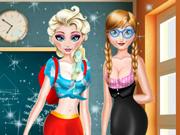play Elsa And Anna Highschool Fashion