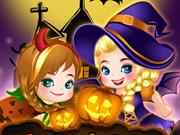 play Elsa And Anna Halloween Story