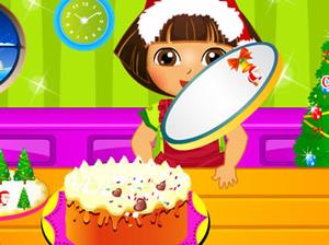 play Dora Cooking Christmas Cake