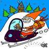 Santa Claus On Snowmobile Coloring