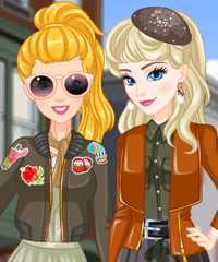 Elsa And Barbie Army Look Dress Up Game