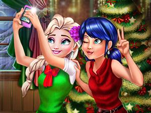 play Ladybug And Elsa Xmas Selfie