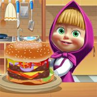 Masha Cooking Big Burger Cookinggames