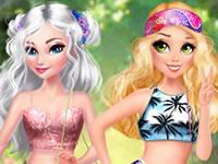 play Elsa And Rapunzel Pretty In Floral