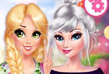 Elsa And Rapunzel Pretty In Floral