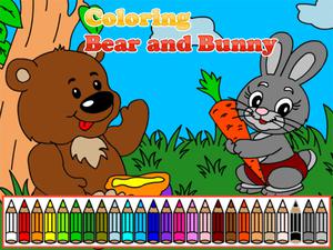 play Coloring Bear And Bunny