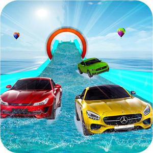 play Water Slide Car Stunt Racing Game 3D