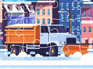 play Snow Plow Trucks Jigsaw